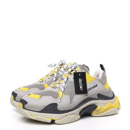 Balenciaga Fabric Mesh Womens Triple S Sneakers 38 Yellow Grey White 3 of 7