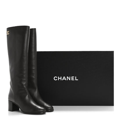 Chanel Calfskin CC High Boots 38.5 Brown 9 of 9