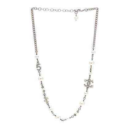 Chanel Crystal Pearl Star 5 CC Necklace Silver 3 of 6