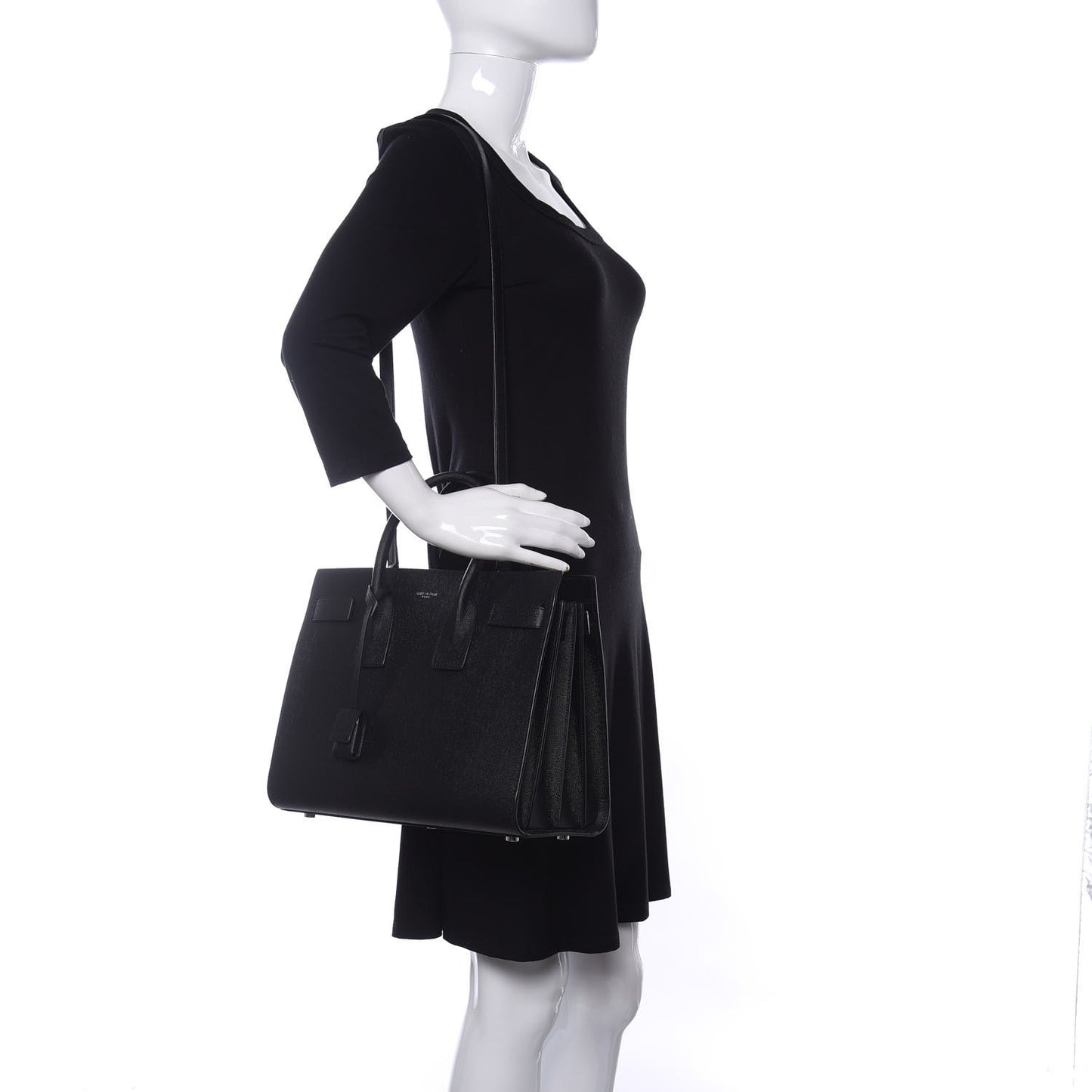 Grained Calfskin Small Sac De Jour Black