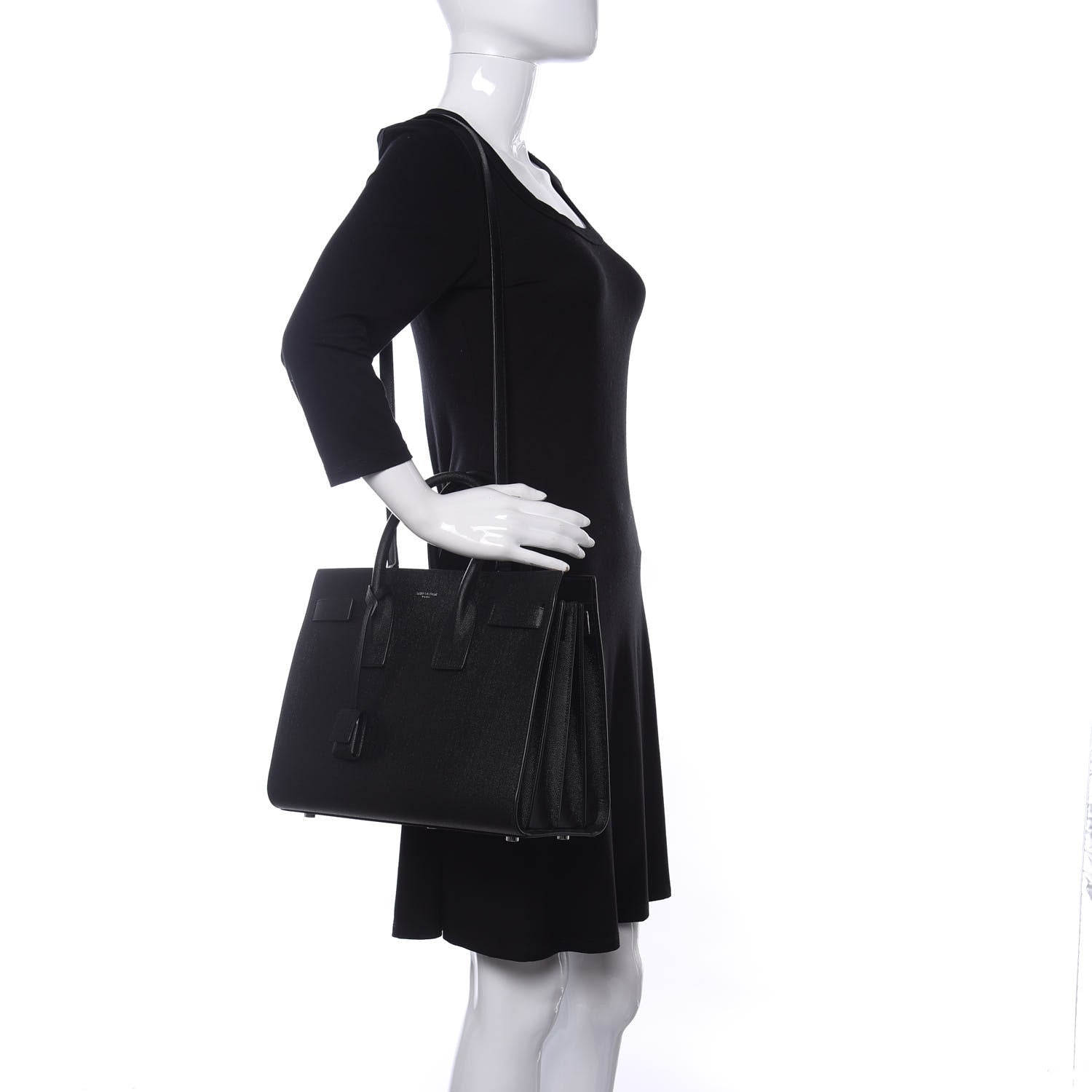 Saint Laurent Grained Calfskin Small Sac De Jour Black 2 of 9