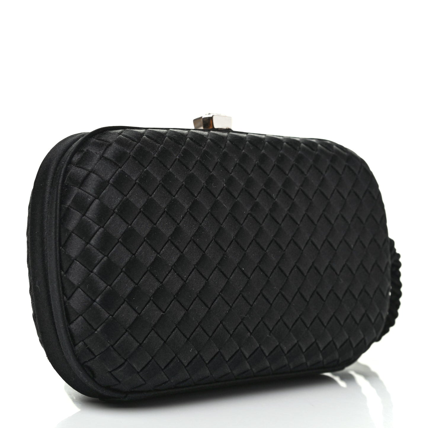Satin Intreccio Evening Clutch Black
