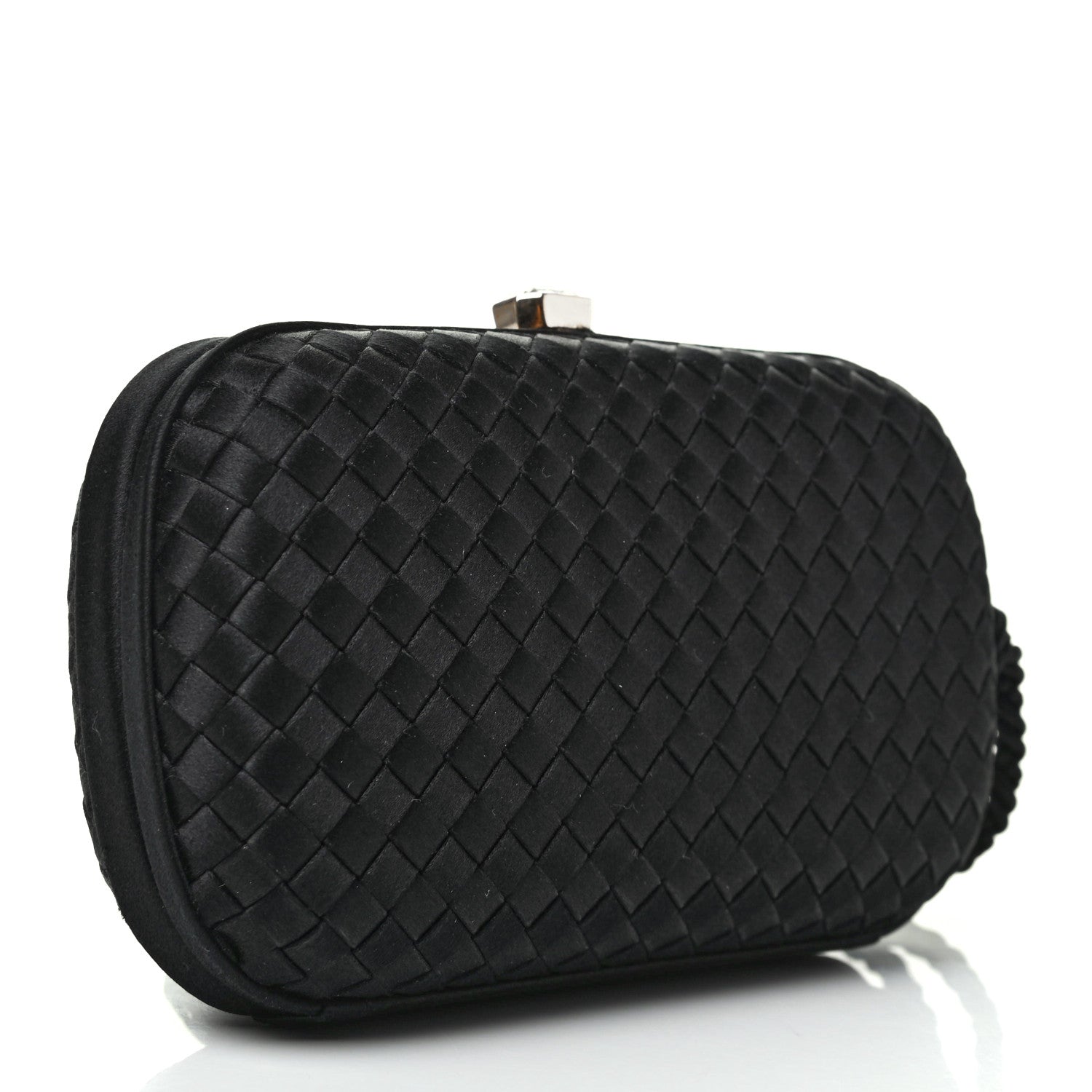 Bottega Veneta Satin Intreccio Evening Clutch Black 3 of 6