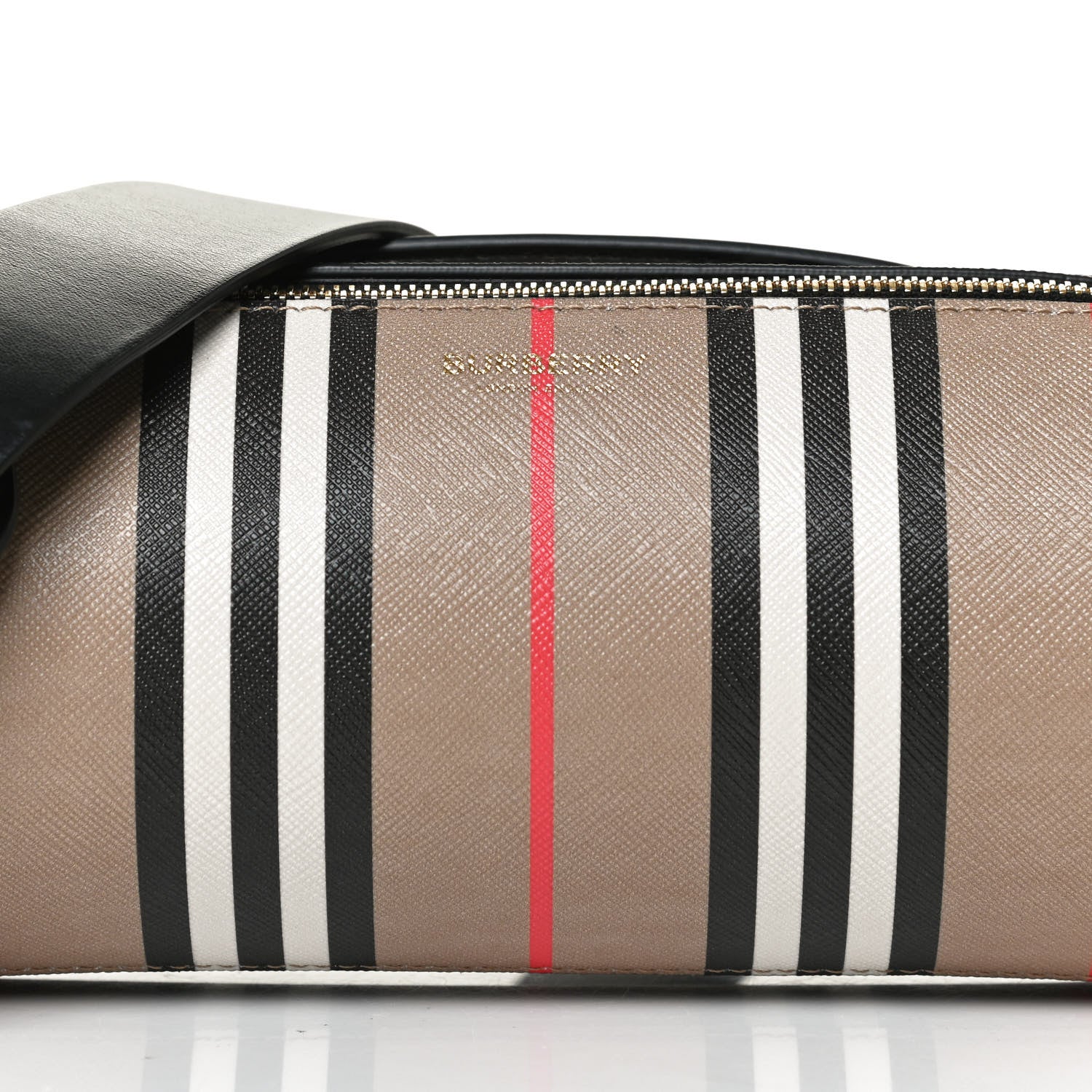 Burberry E-Canvas Calfskin Stripe Icon Barrel Bag Archive Beige 6 of 10