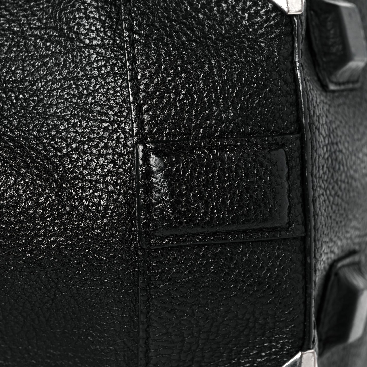 Pebbled Calfskin Large Emile Black Silver Hardware