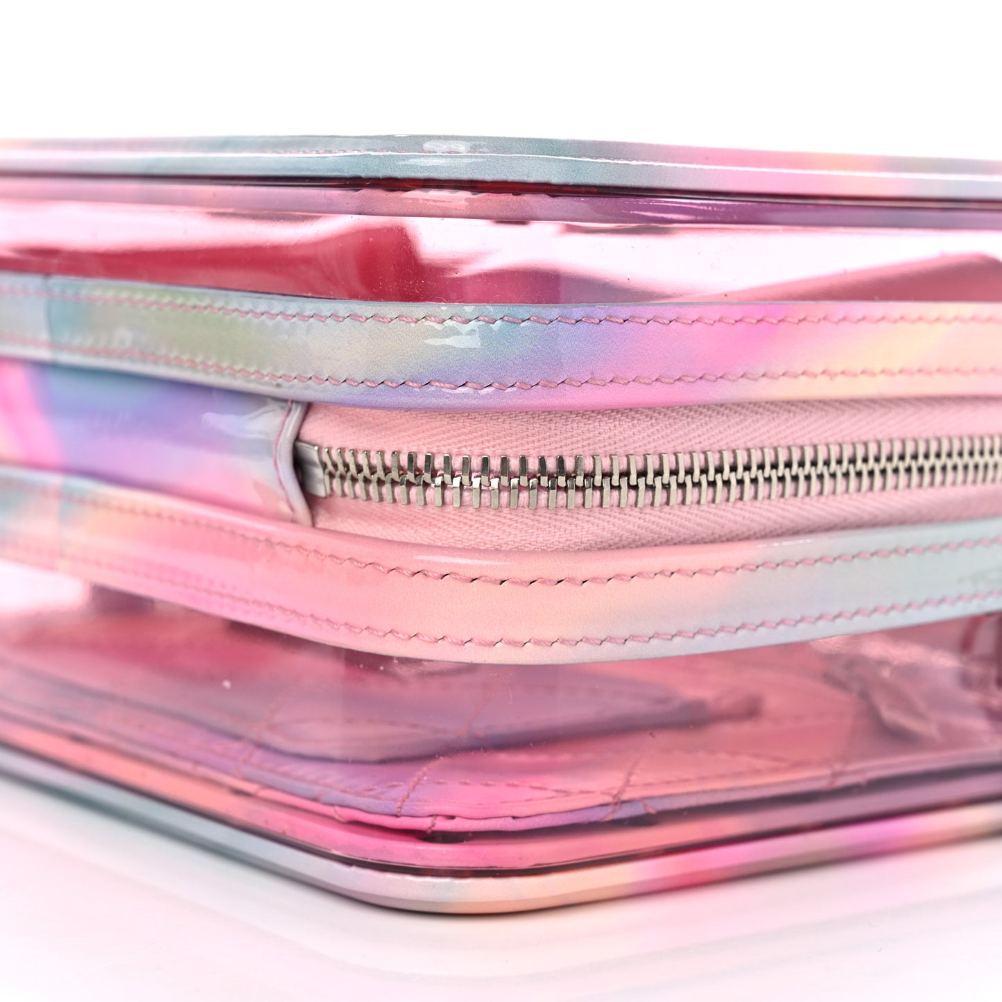 PVC Patent Calfskin Patent Lambskin Small CC Vanity Case Pink