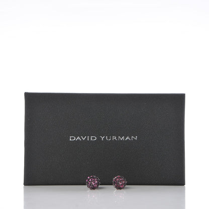 David Yurman Sterling Silver Rhodalite Garnet 10mm Osetra Earrings 5 of 5