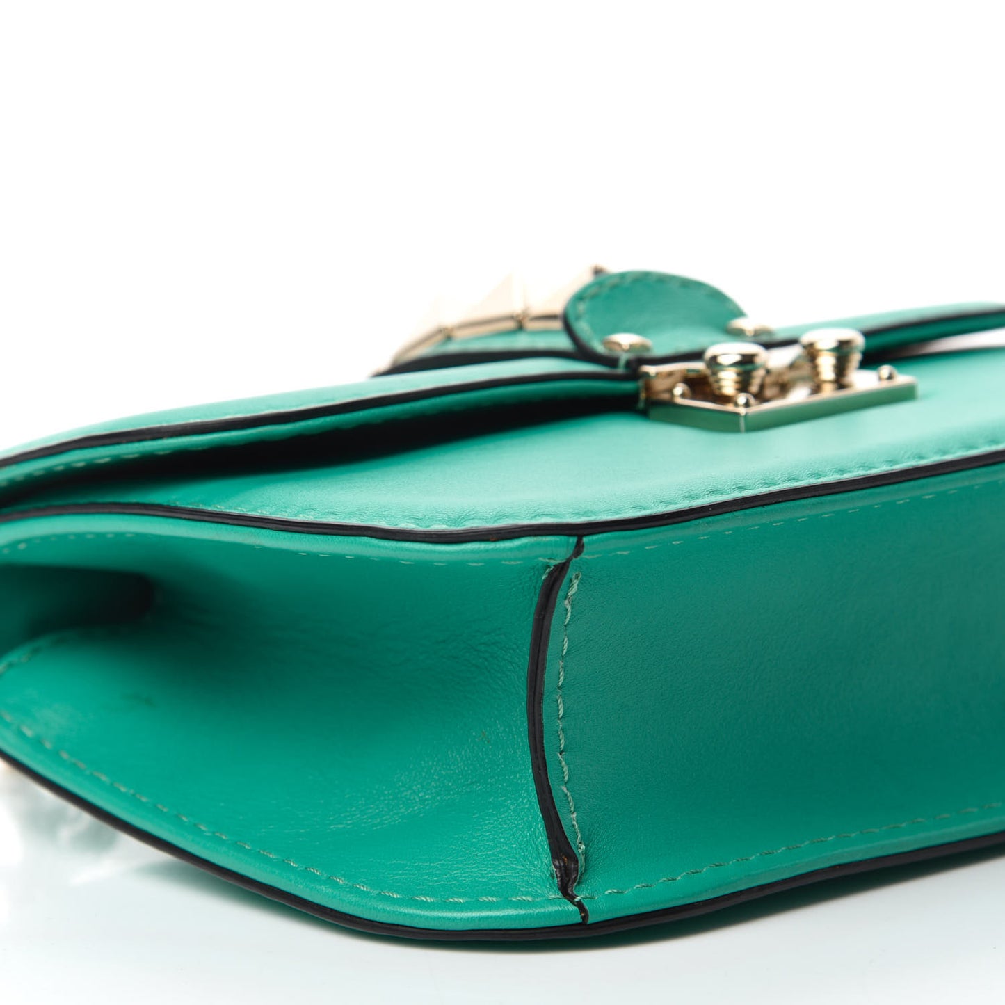 Vitello Small Glam Lock Rockstud Flap Opaline Green