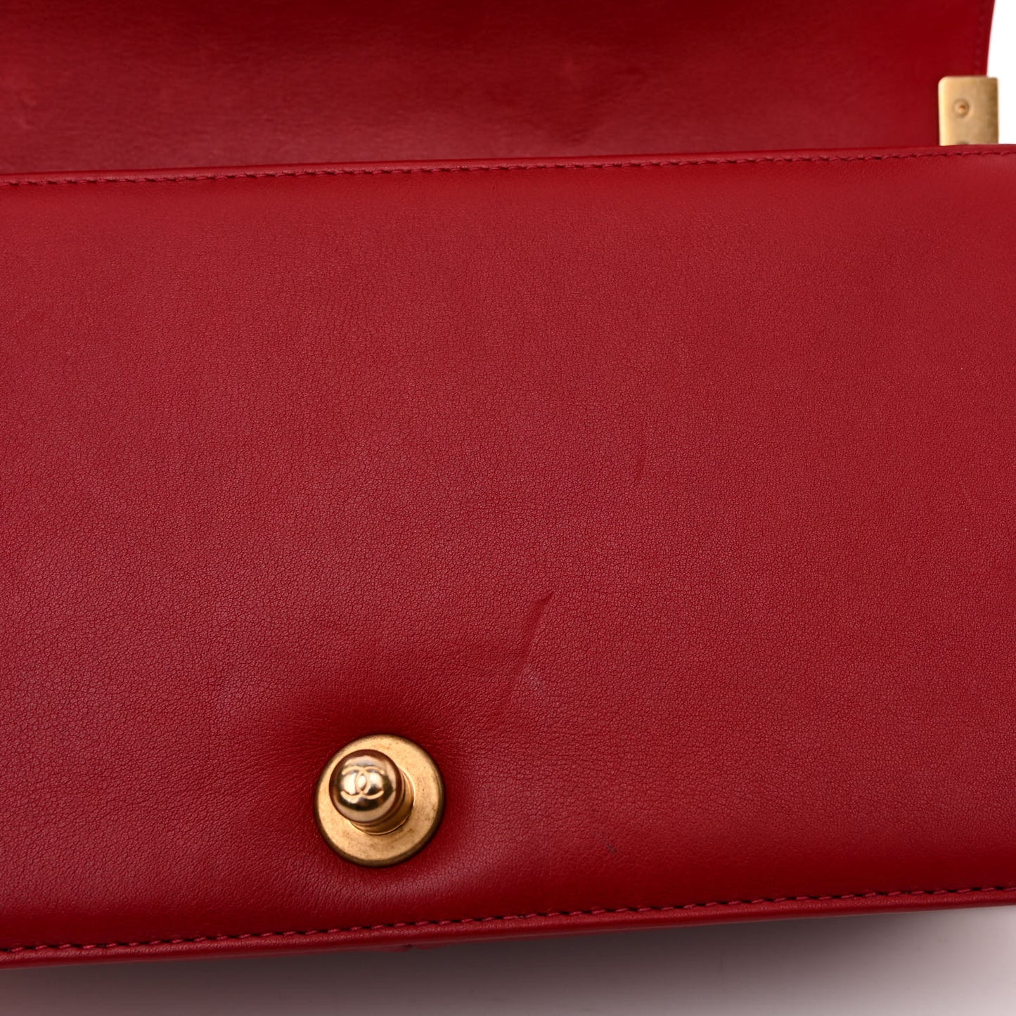 Calfskin Medium Boy Logo Top Handle Flap Red