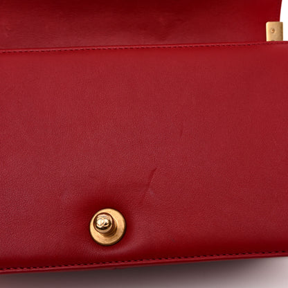 Chanel Calfskin Medium Boy Logo Top Handle Flap Red 14 of 15