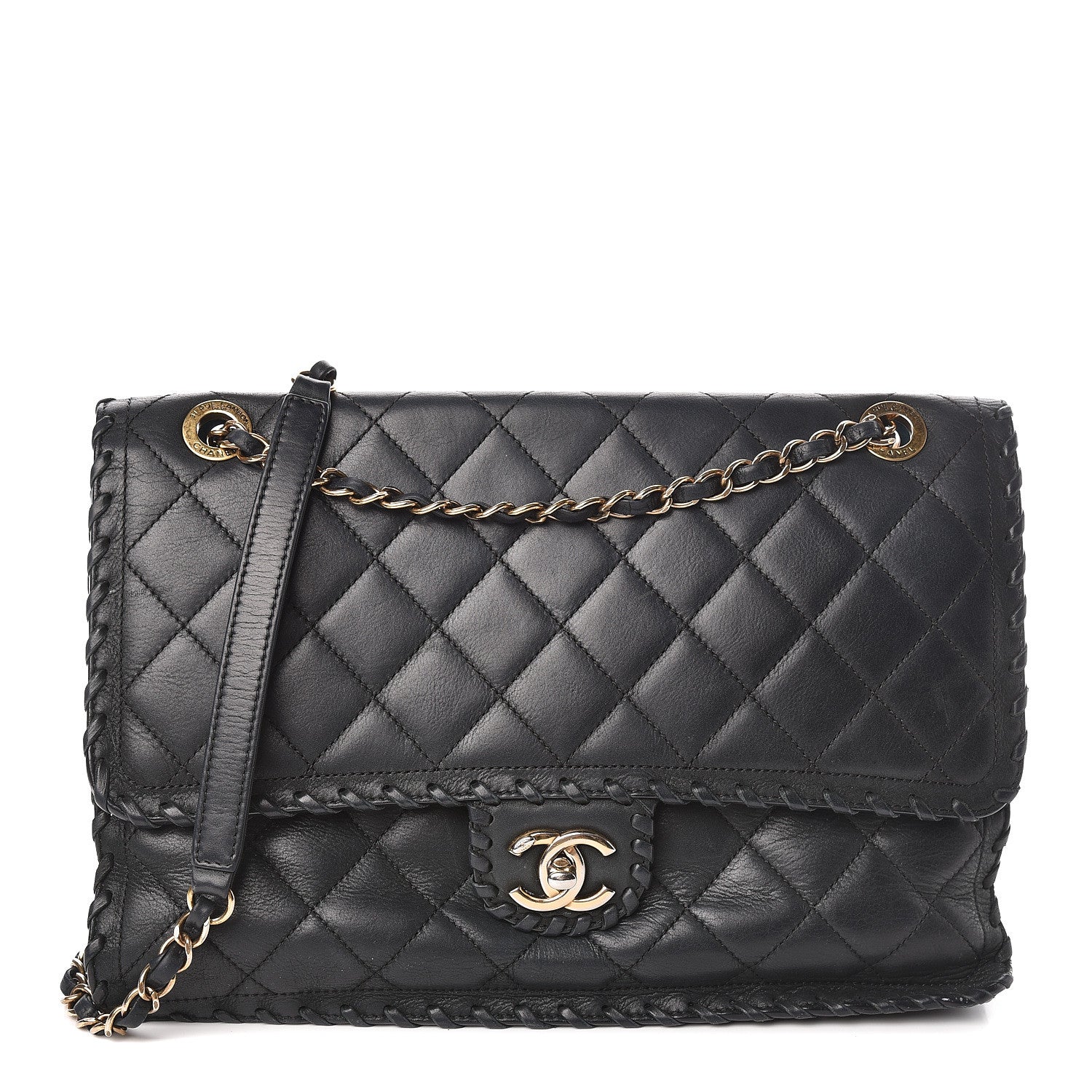 Chanel Suede Calfskin Jumbo Happy Stitch Flap Black 1 of 13