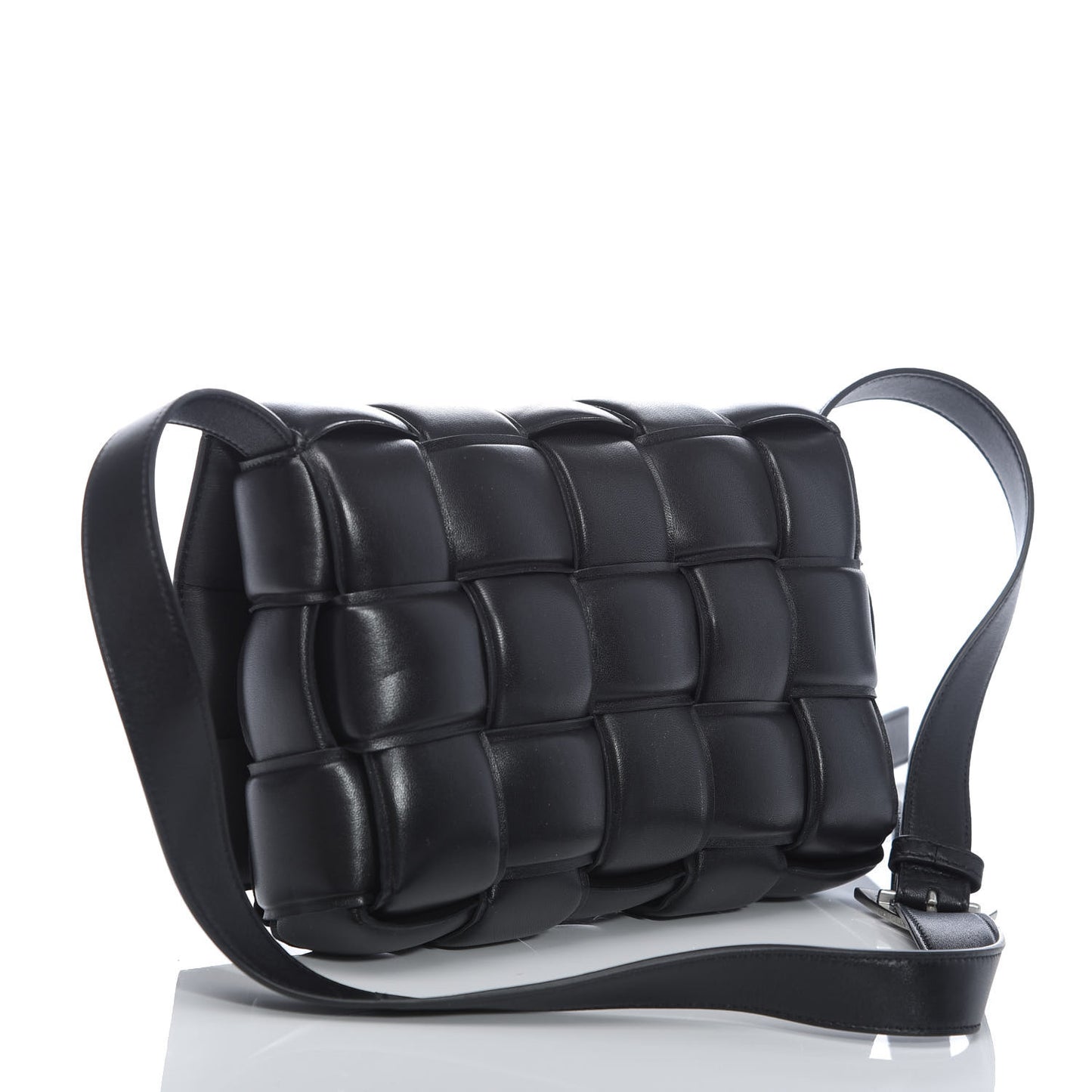 Nappa Maxi Intreccio Padded Cassette Crossbody Bag Black