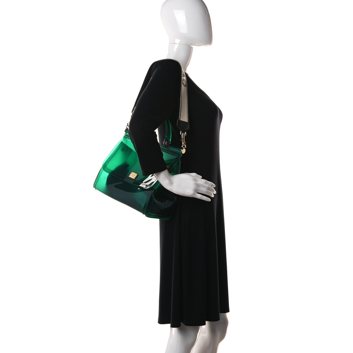 Dolce & Gabbana Rubber Semi Transparent Miss Sicily Satchel Verde 2 of 14