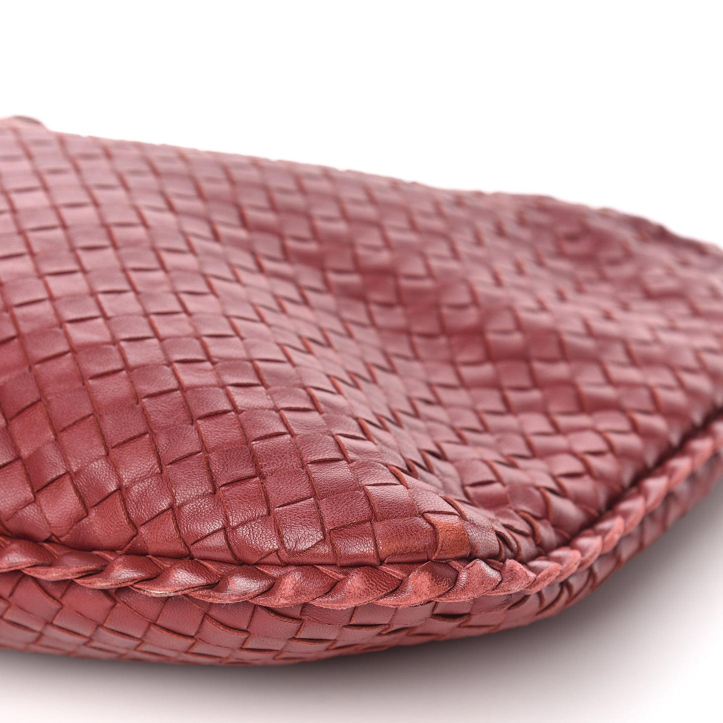 Nappa Intrecciato Medium Veneta Hobo Vermillion