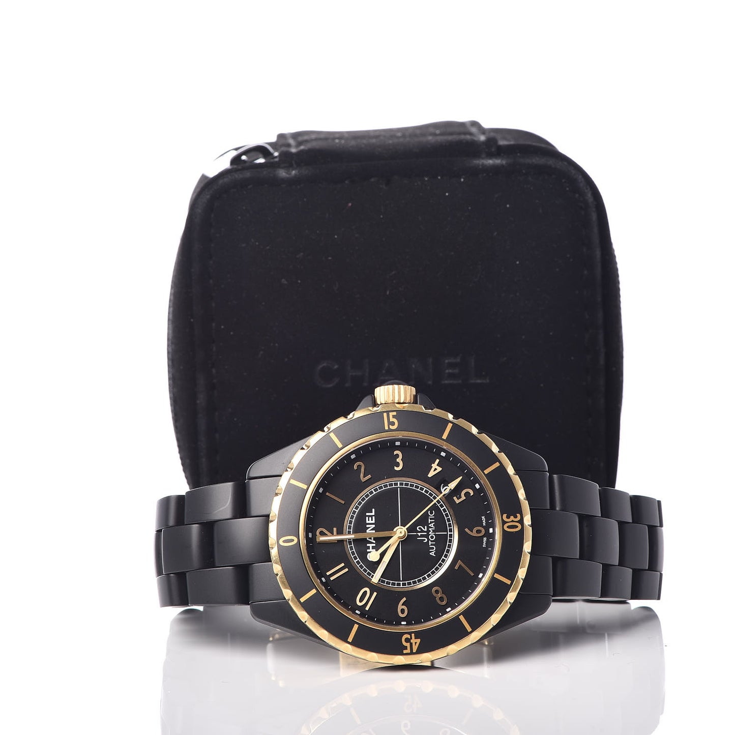 Stainless Steel 18K Yellow Gold Matte Ceramic 41mm J12 Automatic Watch Black