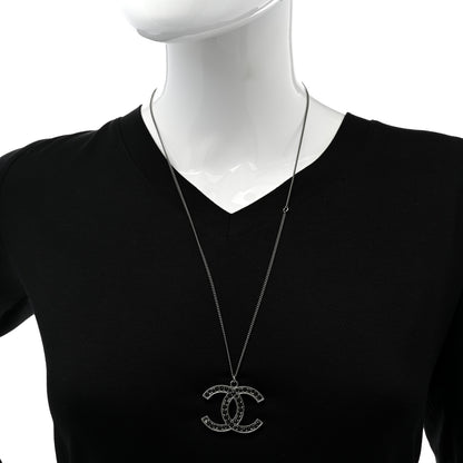 Chanel Crystal Large CC Necklace Ruthenium Black 2 of 7
