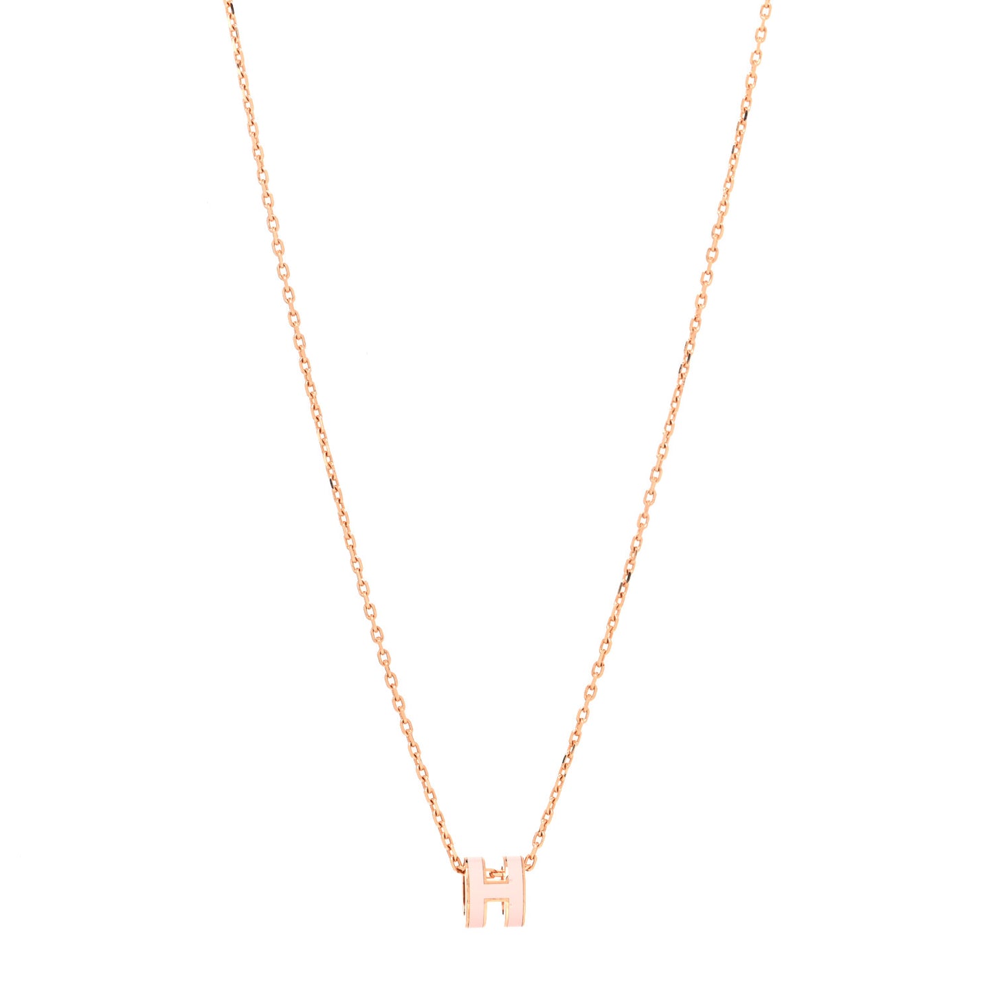 Lacquered Rose Gold Mini Pop H Pendant Necklace Rose Dragee