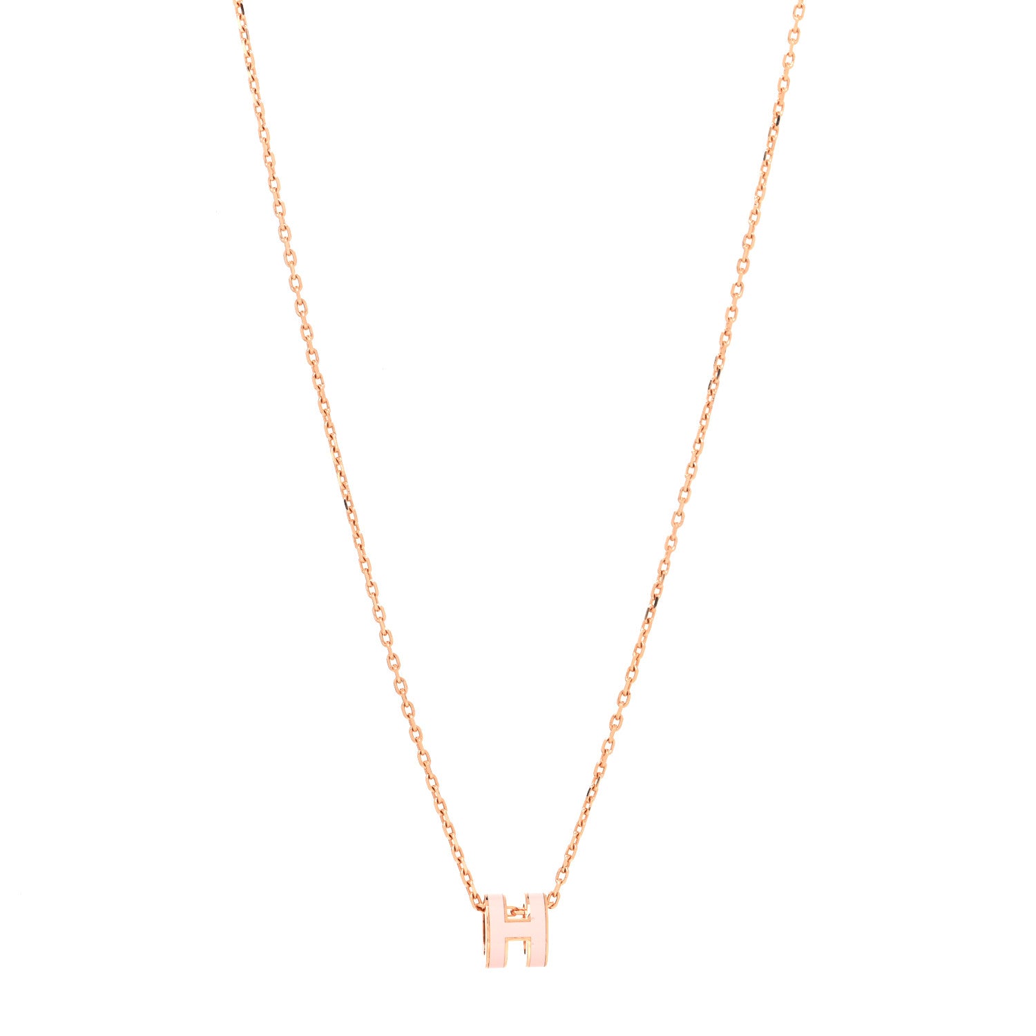 Hermes Lacquered Rose Gold Mini Pop H Pendant Necklace Rose Dragee 1 of 5