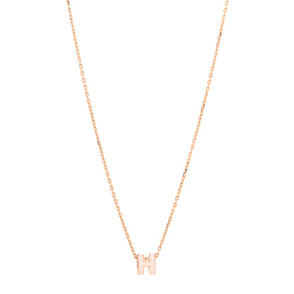 Hermes Lacquered Rose Gold Mini Pop H Pendant Necklace Rose Dragee 1 of 5