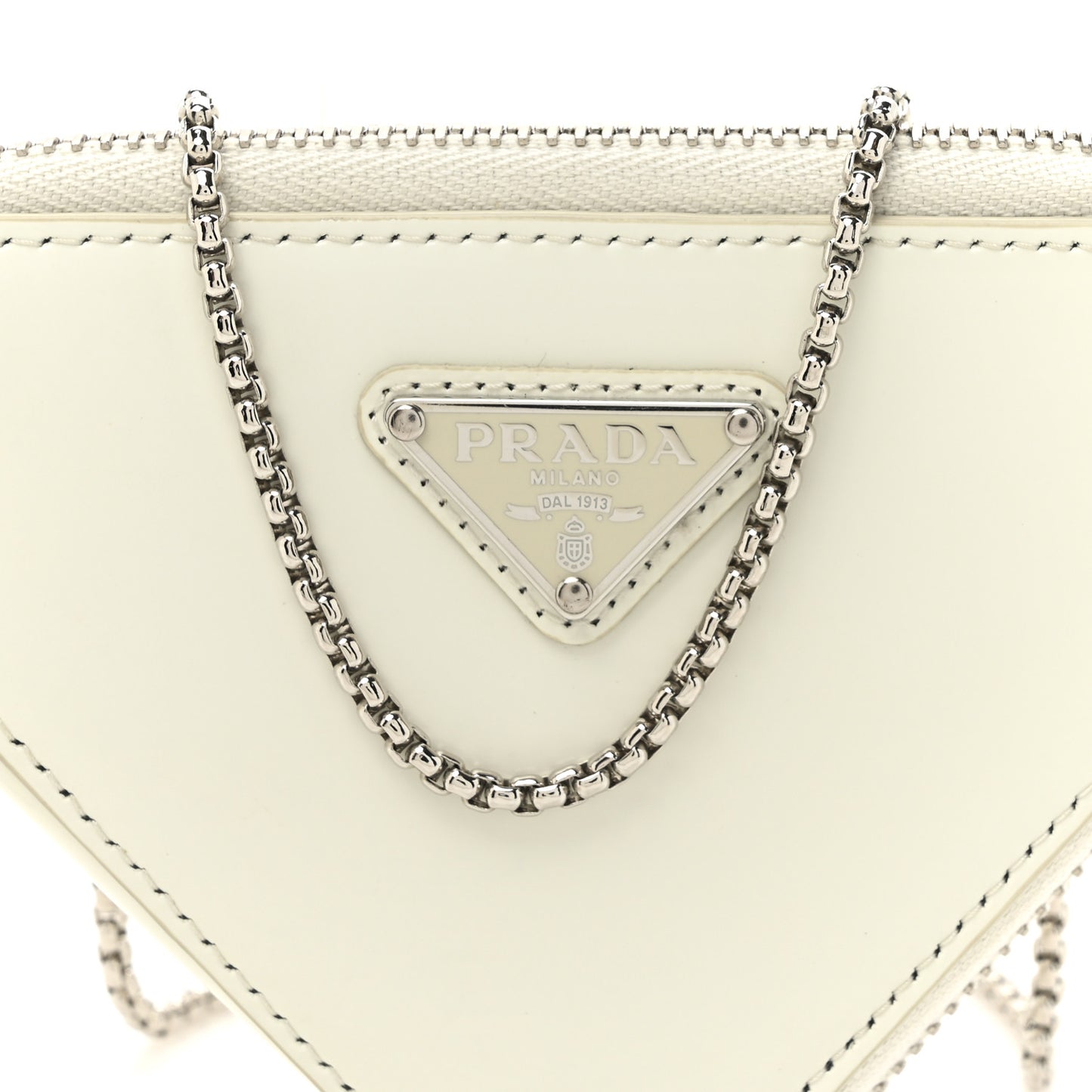 Spazzolato Mini Triangle Chain Crossbody Pouch White
