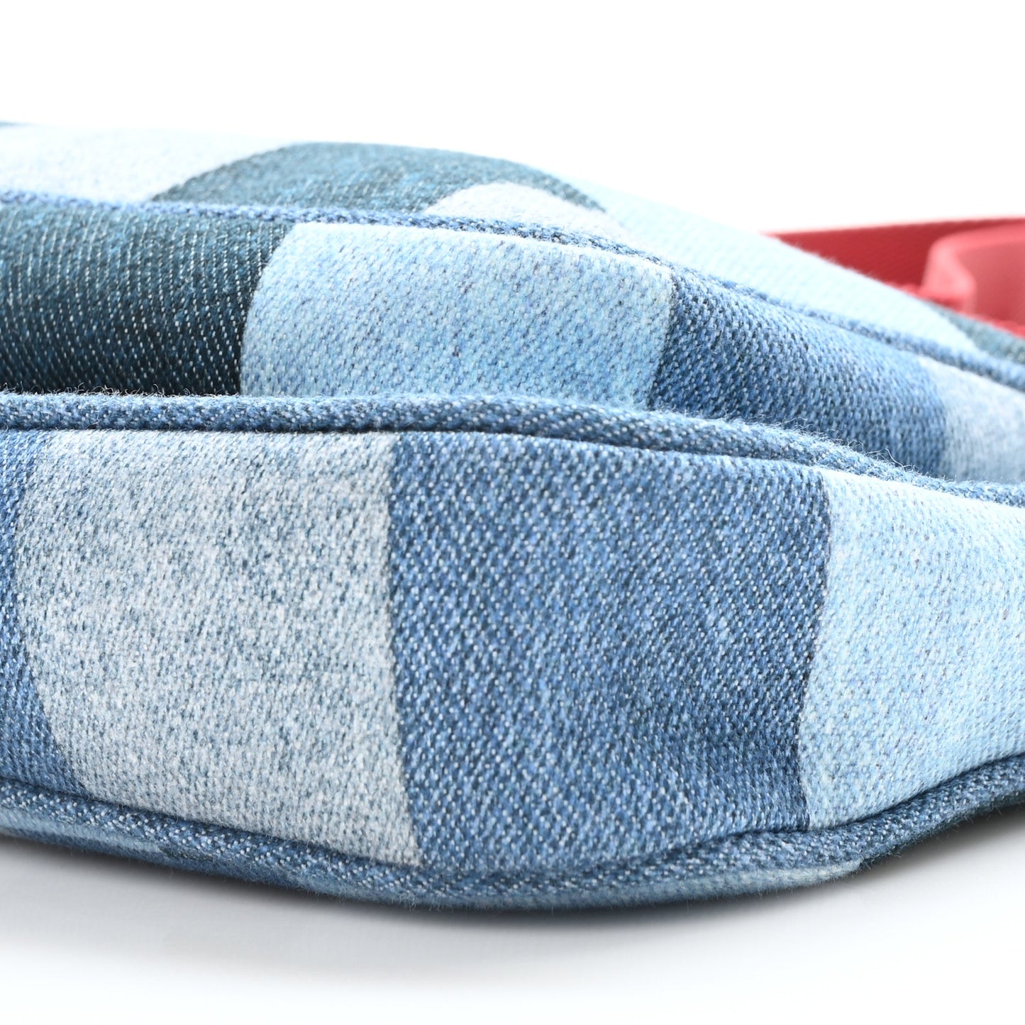 Denim Damier Monogram Patchwork Multi Pochette Accessories Blue Rouge