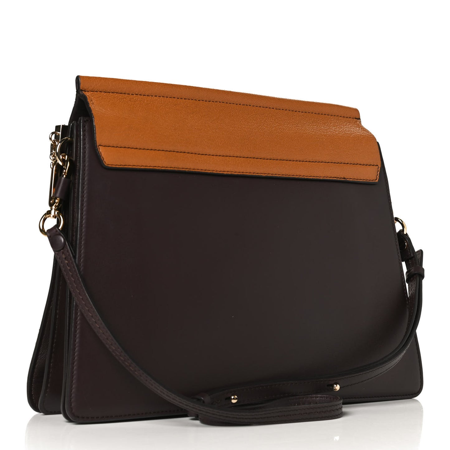Goatskin Smooth Calfskin Medium Faye Shoulder Bag Brown Purple