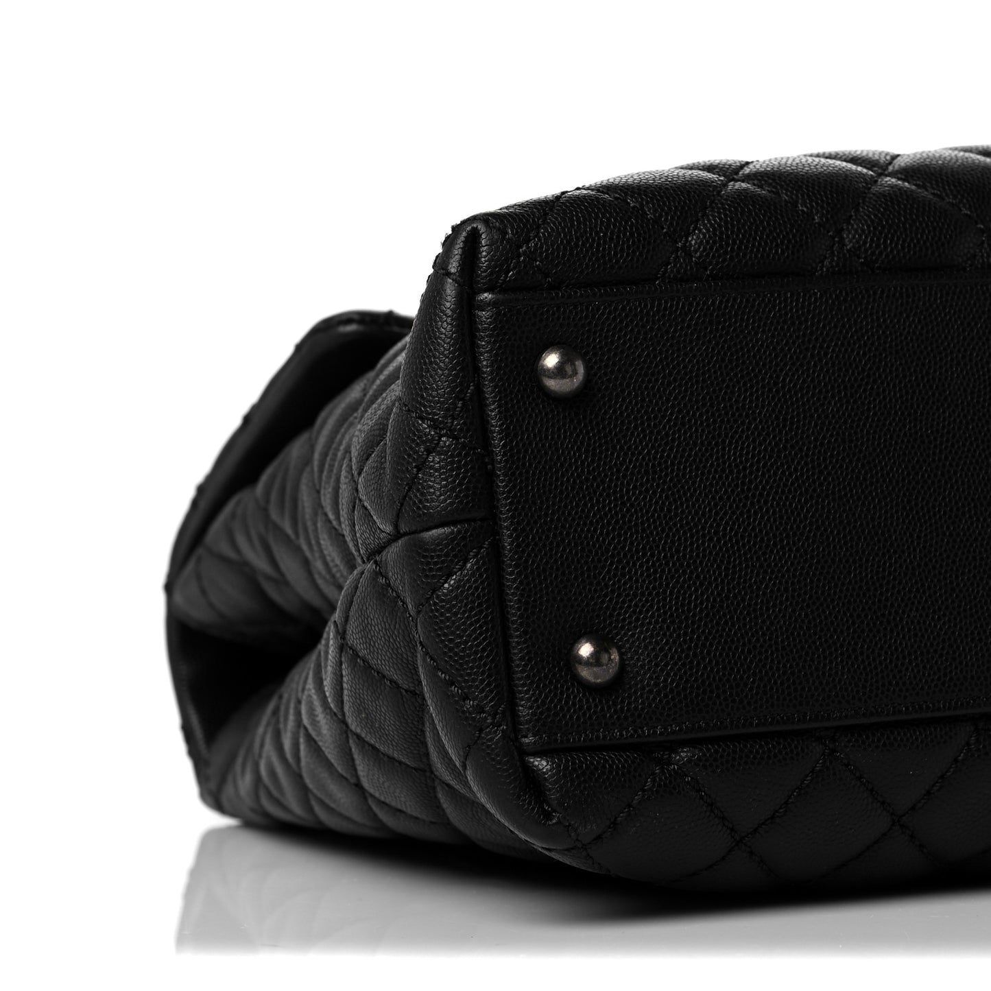 Caviar Quilted Large Coco Handle Flap Black