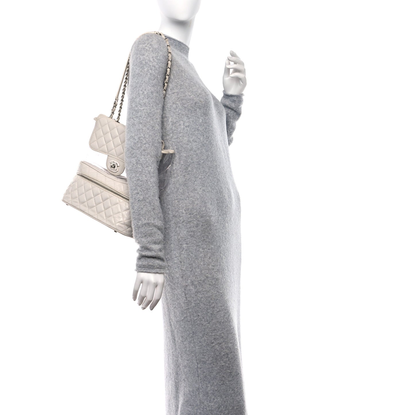 Crumpled Calfskin PVC Quilted Backpack White