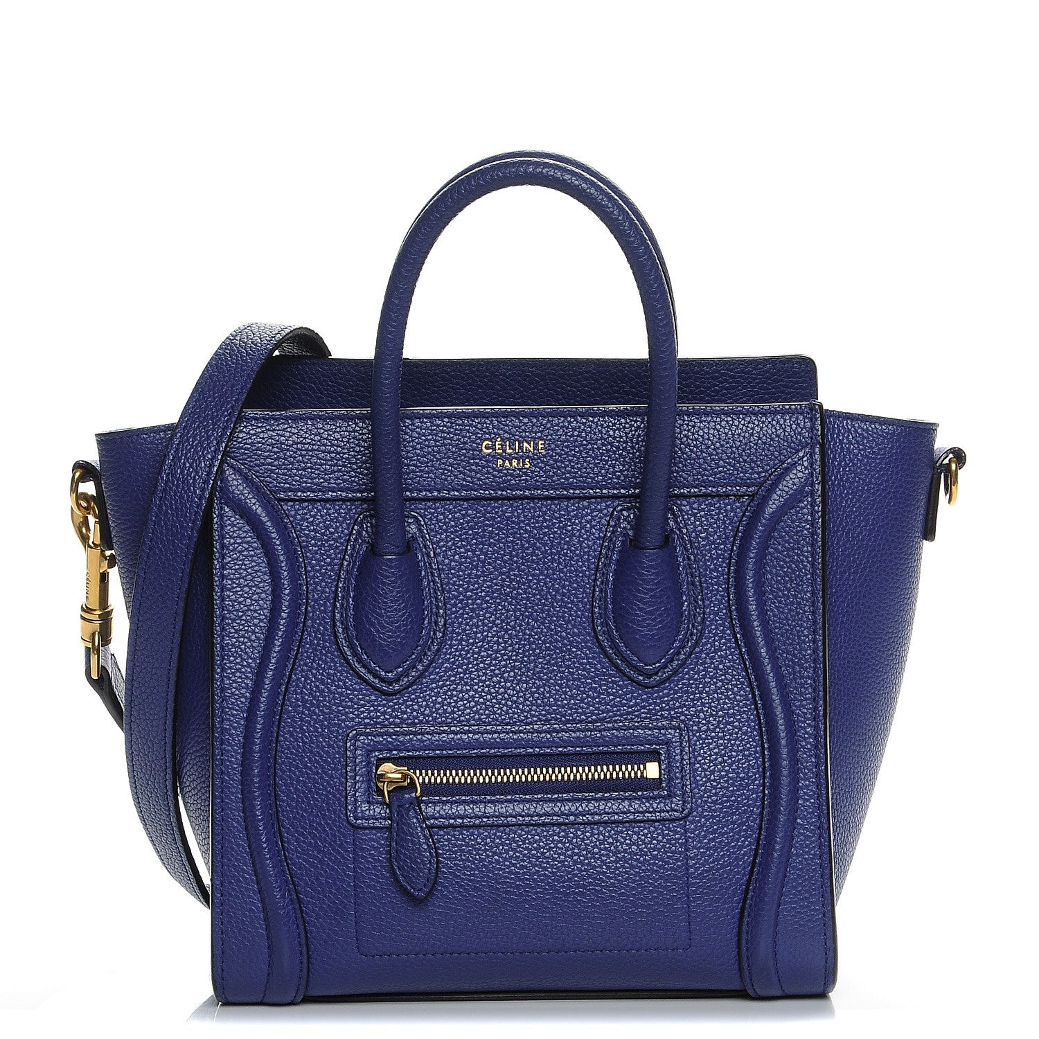 Celine Drummed Calfskin Nano Luggage Indigo 1 of 8