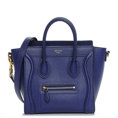 Celine Drummed Calfskin Nano Luggage Indigo 1 of 8