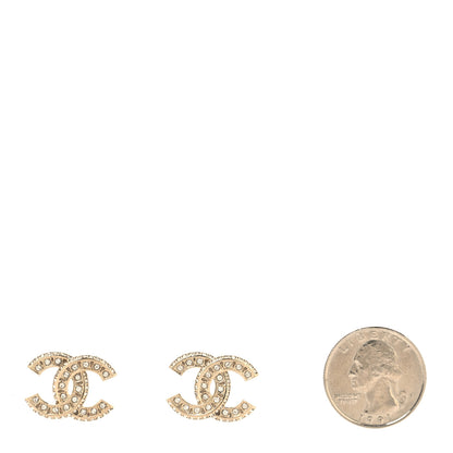 Chanel Crystal Timeless CC Earrings Light Gold 2 of 5