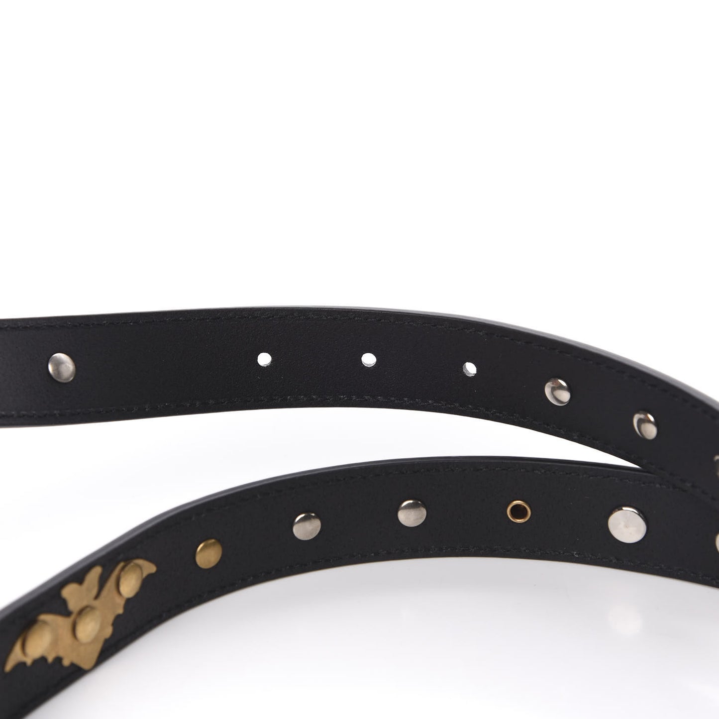 Calfskin Star Studded Torchon Double G Belt 80 32 Black