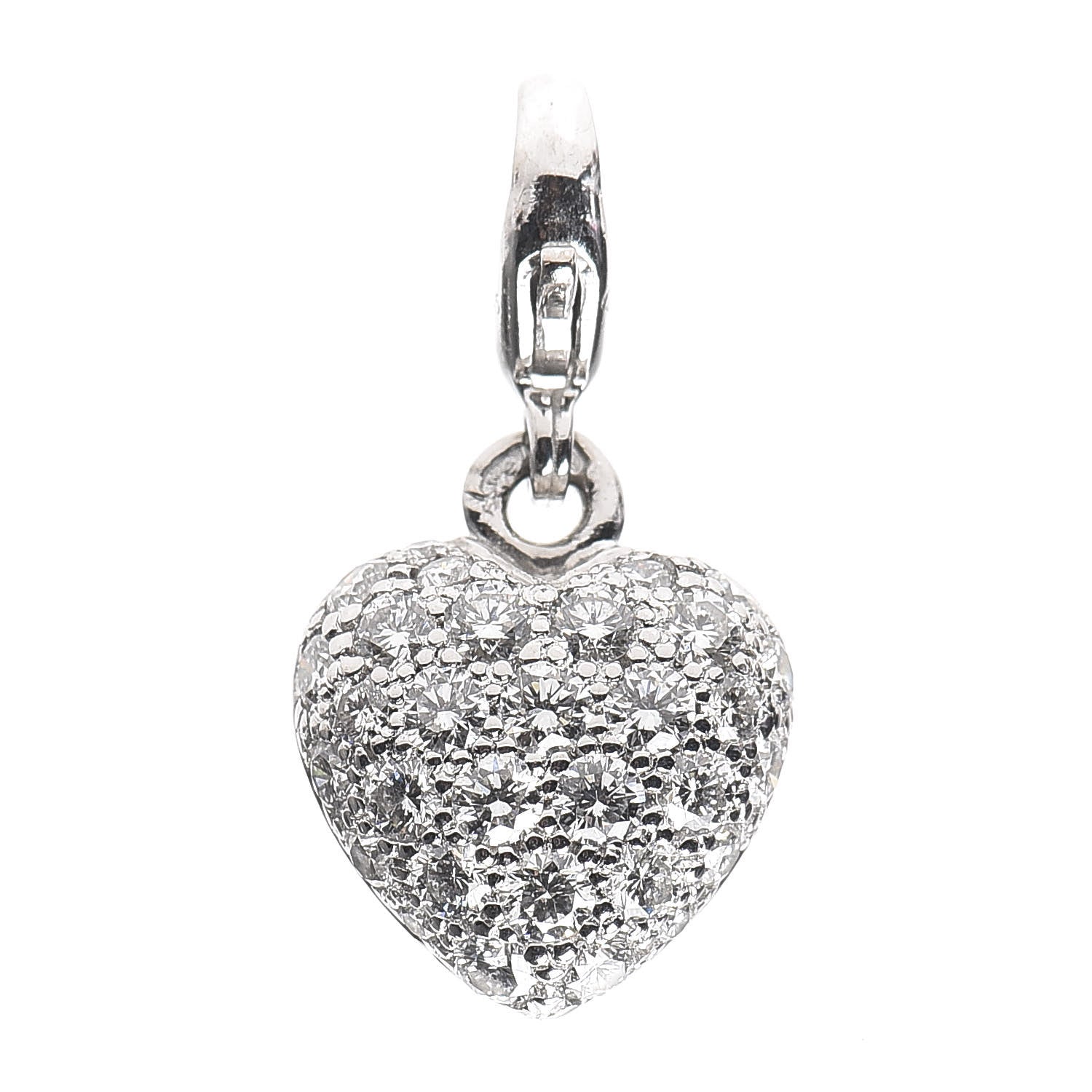 Cartier 18K White Gold Diamond Heart Charm Pendant 1 of 6