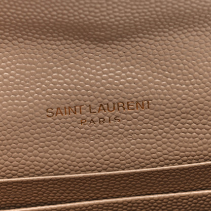 Saint Laurent Grain De Poudre Matelasse Chevron Small Monogram Envelope Wallet Dark Beige 6 of 7