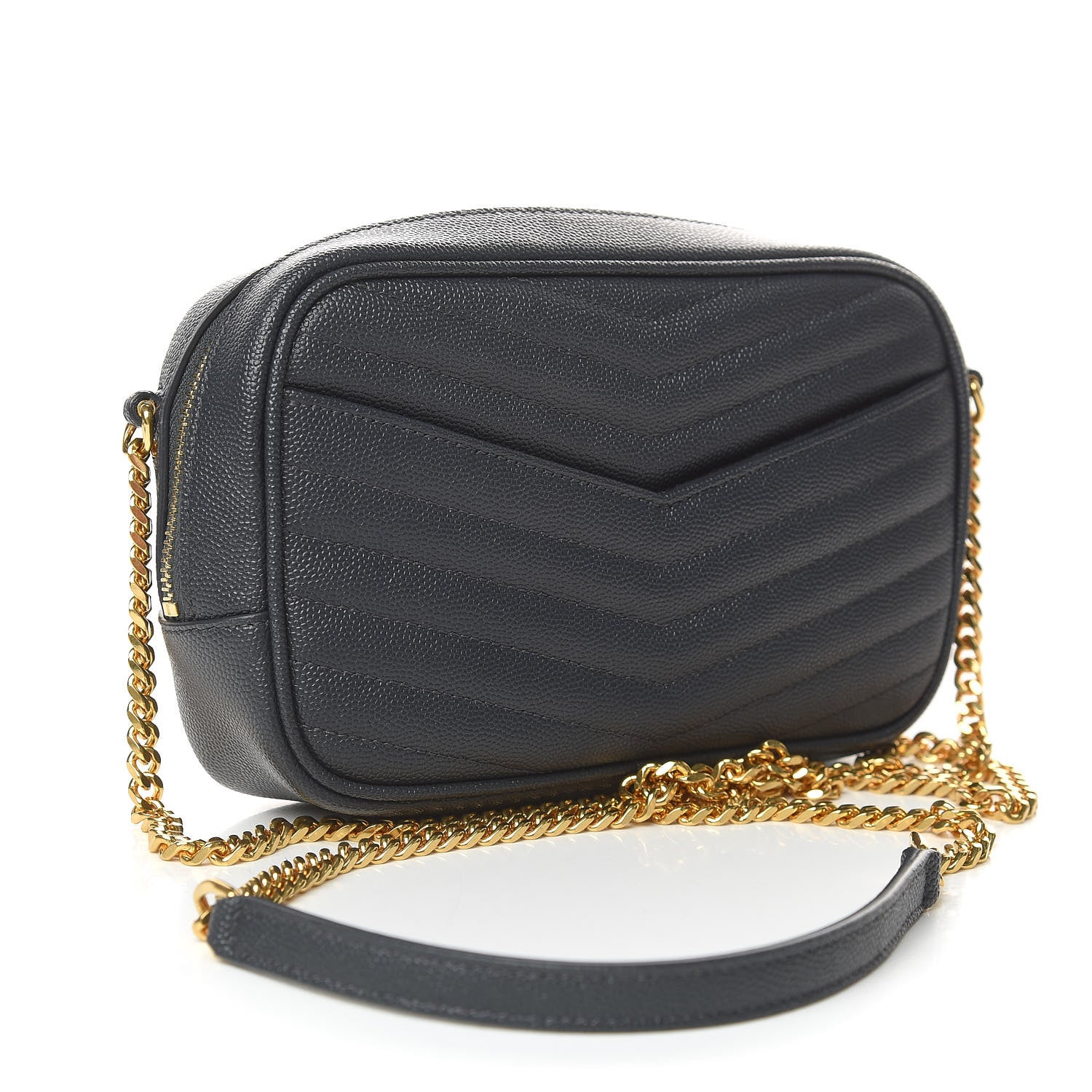 Saint Laurent Grain De Poudre Matelasse Monogram Mini Lou Camera Bag Dark Smog 3 of 11