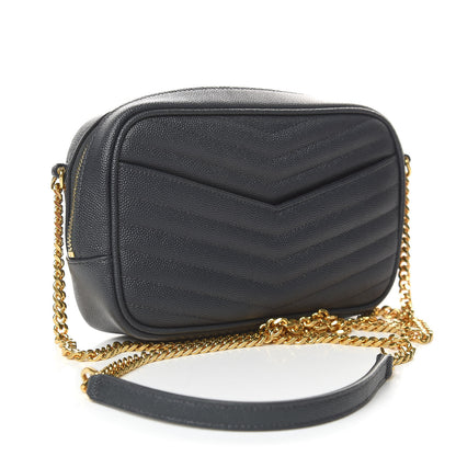 Saint Laurent Grain De Poudre Matelasse Monogram Mini Lou Camera Bag Dark Smog 3 of 11