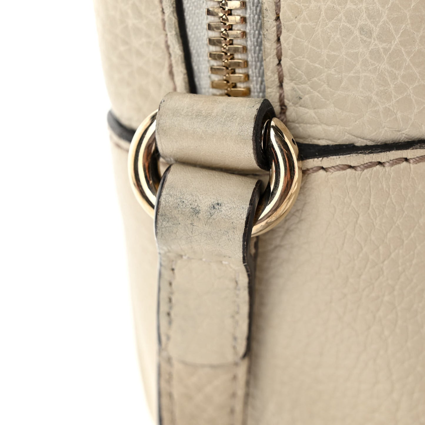 Pebbled Calfskin Small Soho Disco Bag Off White