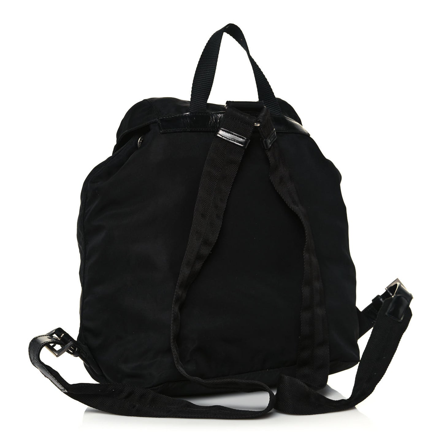 Nylon Vela Saffiano Cinch Backpack Black