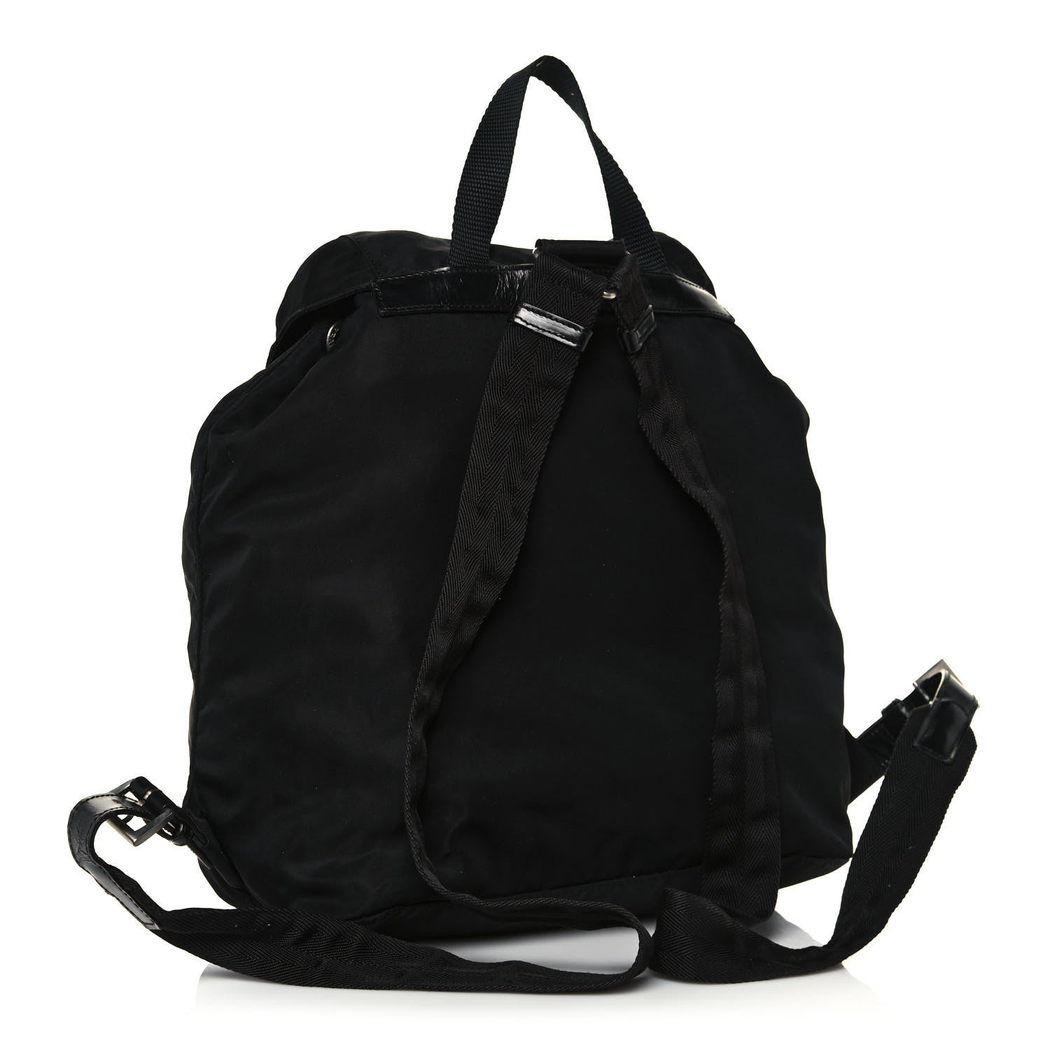Prada Nylon Vela Saffiano Cinch Backpack Black 2 of 15