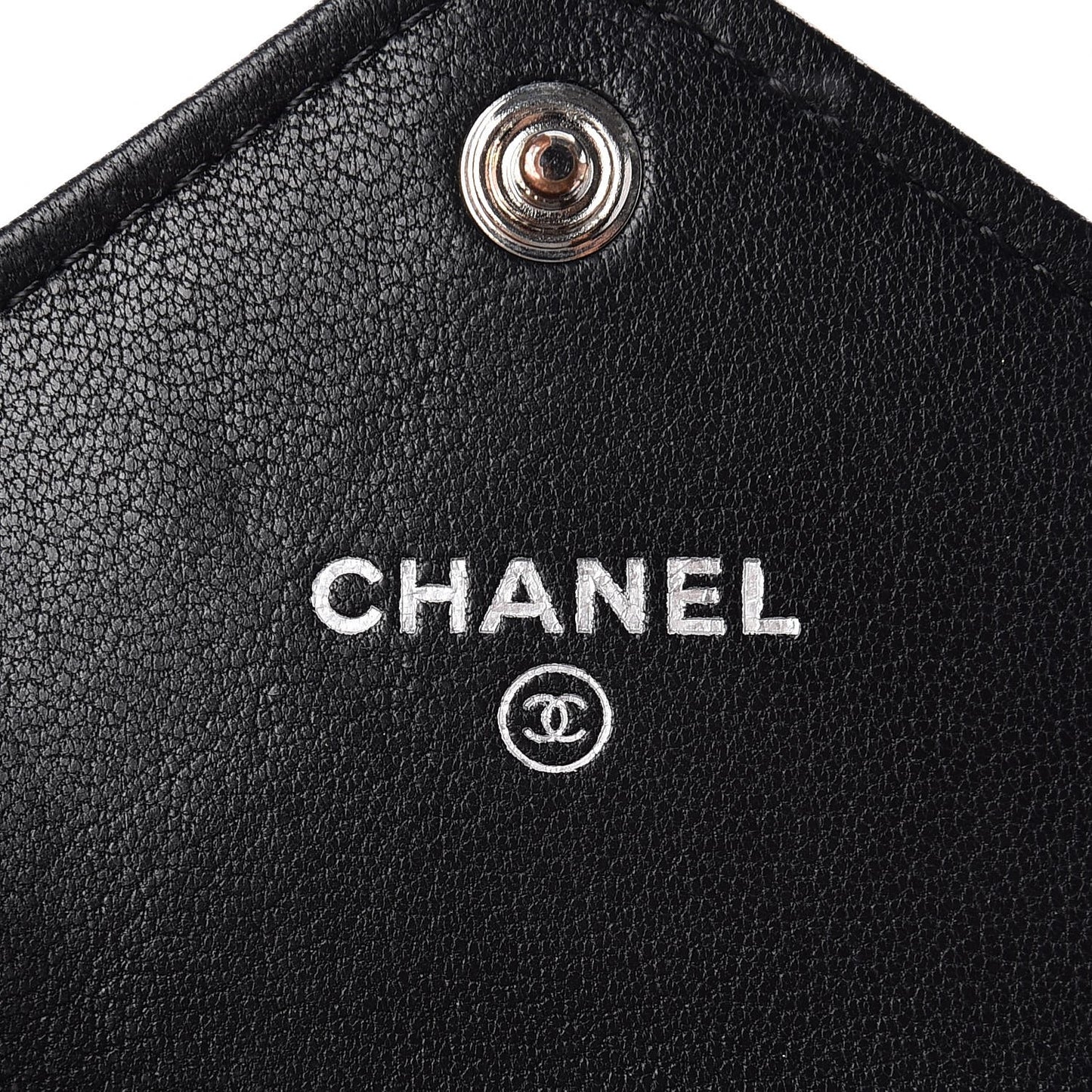 Lambskin Chevron Quilted Multicolor Card Holder Black
