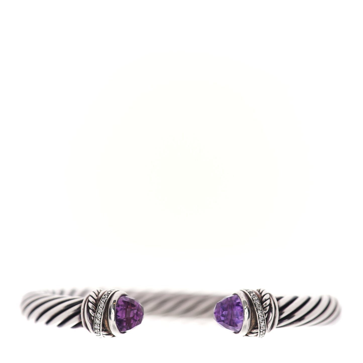 Sterling Silver Diamond Amethyst 7mm Cable Crossover Bracelet