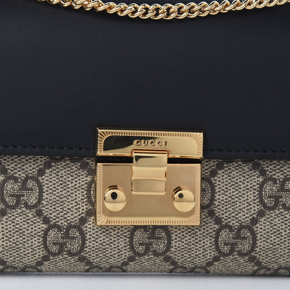 Gucci GG Supreme Monogram Moon Calfskin Padlock Continental Chain Wallet Beige Ebony Black 8 of 8
