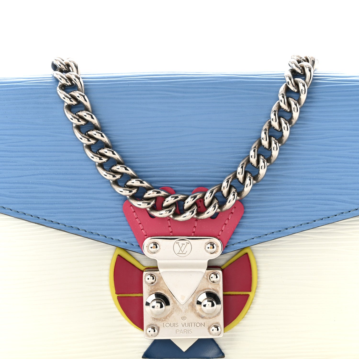 Louis Vuitton Epi Tribal Mask Chain Wallet Blue White 6 of 8