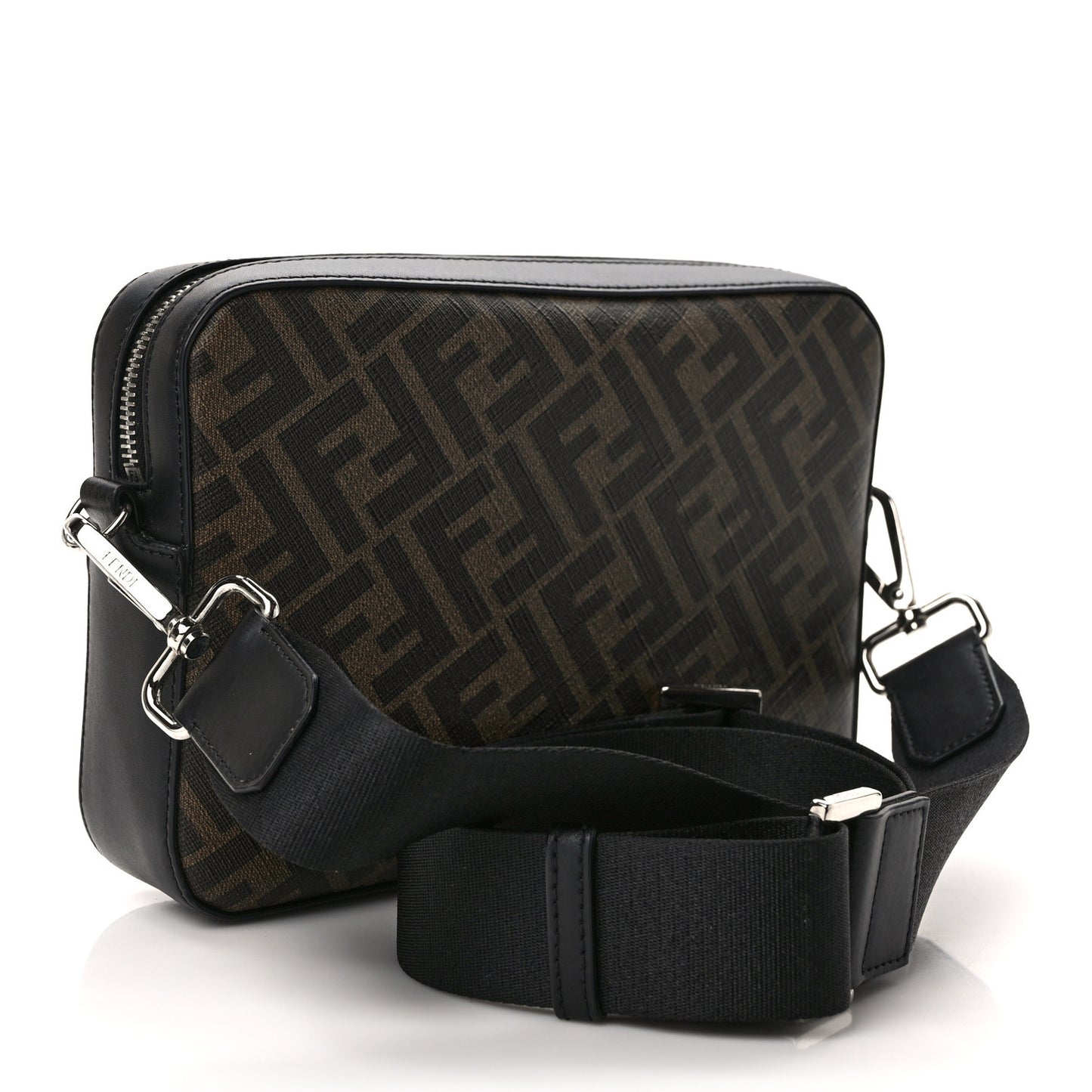 Glazed Fabric Vitello Liberty FF 1974 Diagonal Camera Case Tobacco Rosso Black