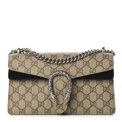 Gucci GG Supreme Monogram Suede Crystal Small Dionysus Shoulder Bag Beige Ebony Black 1 of 13