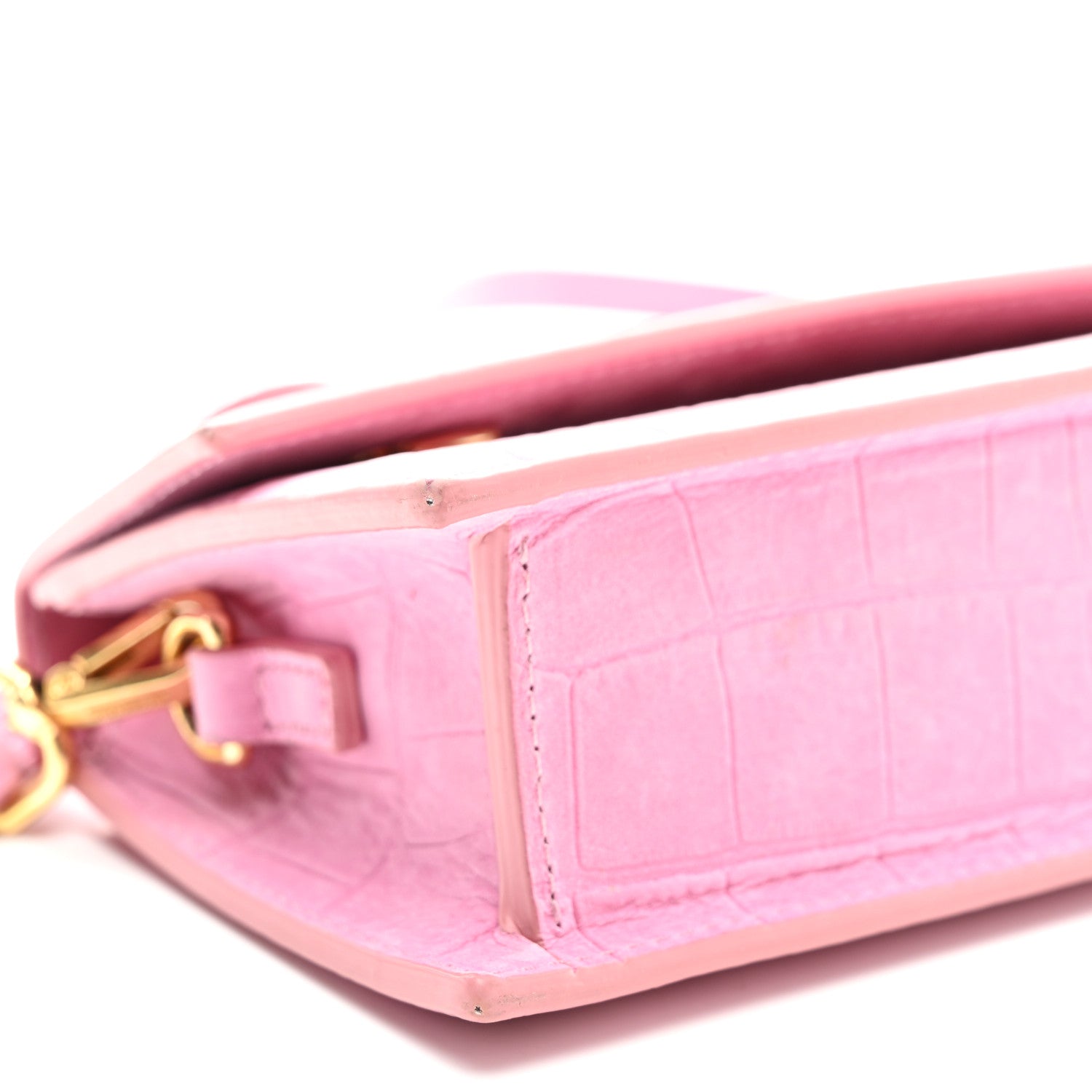 Jacquemus Nubuck Crocodile Embossed Le Chiquito Long Pink 7 of 9