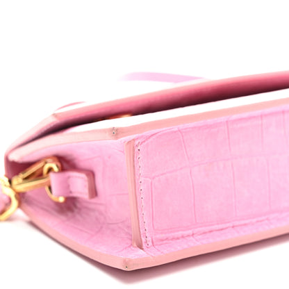 Jacquemus Nubuck Crocodile Embossed Le Chiquito Long Pink 7 of 9