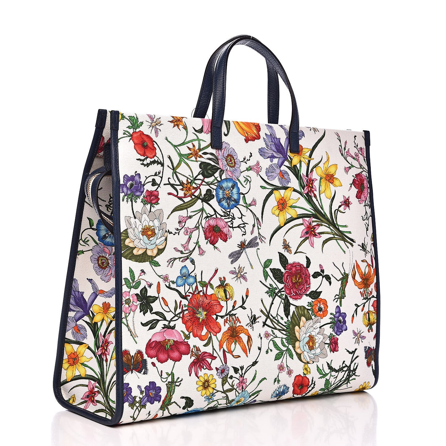 Canvas Large Flora Tote Navy Multicolor