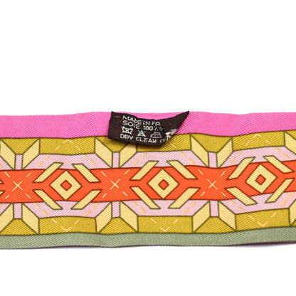 Hermes Silk Belles Du Mexique Twilly Cyclamen Olive Bleu 2 of 4
