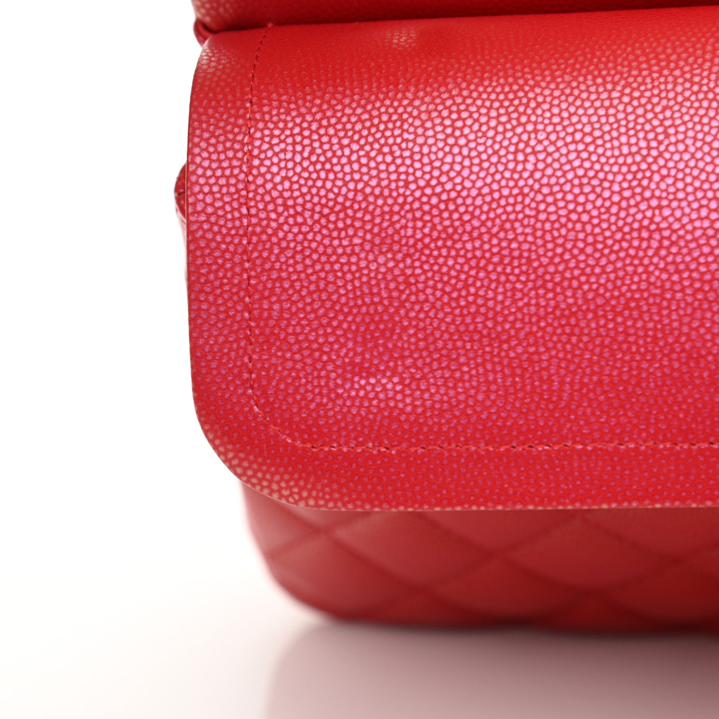 Iridescent Caviar Quilted Medium Double Flap Red